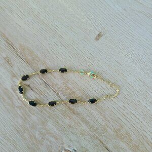 Kendra Scott Emilie Gold Chain Bracelet in Black Obsidian